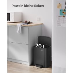 Skraldespand 20 liter - pedalspand med soft close l�g - sort