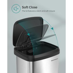 Pedalspand - h�j skraldespand med soft close l�g - 68L s�lv