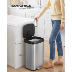 Pedalspand - stor skraldespand med soft close l�g - 50L s�lv