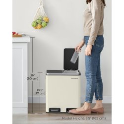 Skraldespand - pedalspand med soft close lg - 2x15L beige