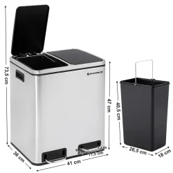 Skraldespand - pedalspand med soft close lg - 2x15L slv