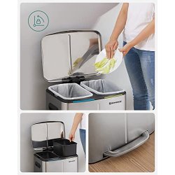 Skraldespand - pedalspand med soft close l�g - 2x20L s�lv