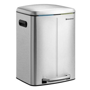 Skraldespand - pedalspand med soft close l�g - 2x20L s�lv