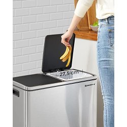 Skraldespand - pedalspand med soft close l�g - 2x24L s�lv