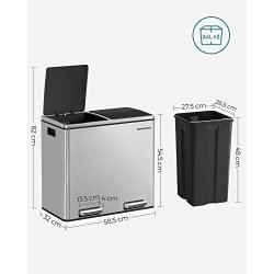 Skraldespand - pedalspand med soft close l�g - 2x24L s�lv