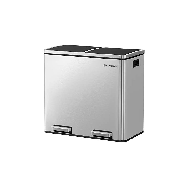 Skraldespand - pedalspand med soft close l�g - 2x24L s�lv