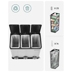 Skraldespand - pedalspand med soft close lg - 54L (3x18) slv/sort