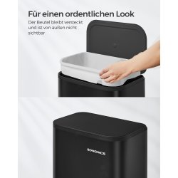 Skraldespand 20 liter - pedalspand med soft close l�g - sort