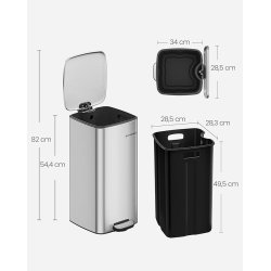 Pedalspand 30 liter - skraldespand med soft-close lg - slv