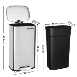 Skraldespand - pedalspand med soft close l�g - 30L s�lv