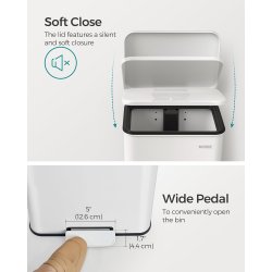 Skraldespand 40 liter - pedalspand med soft close l�g - hvid