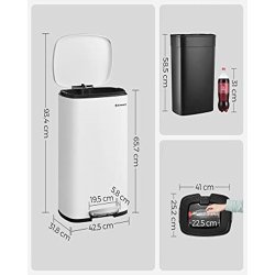 Skraldespand - pedalspand med soft close lg - 50L hvid