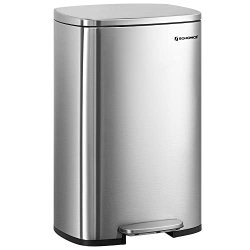 Skraldespand - pedalspand med soft close l�g - 50L s�lv