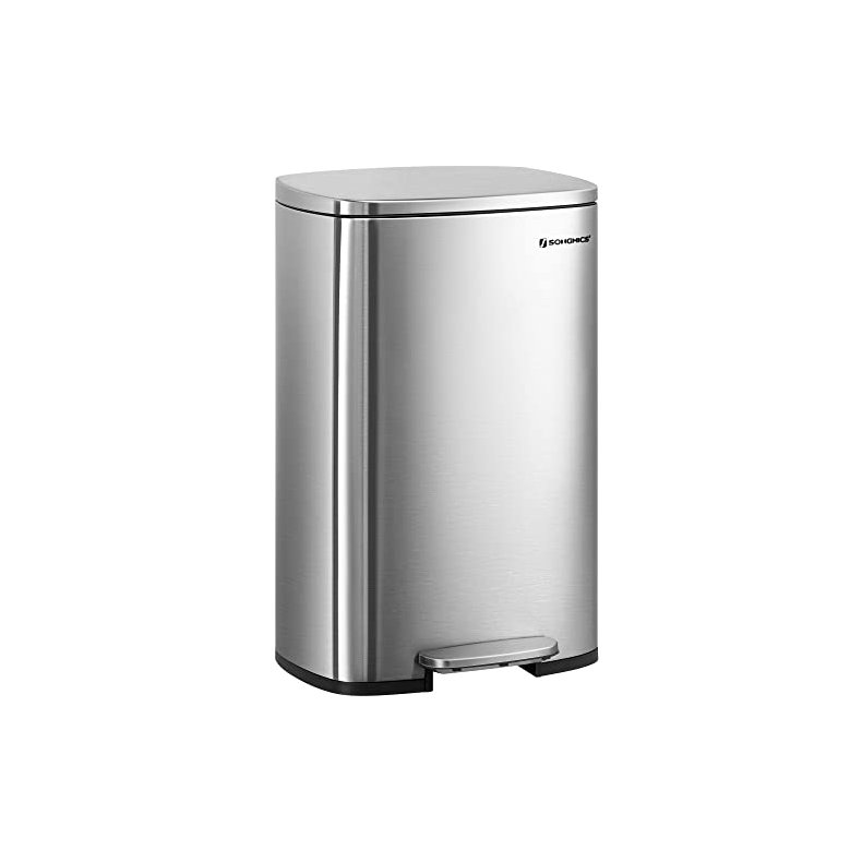 Skraldespand - pedalspand med soft close l�g - 50L s�lv