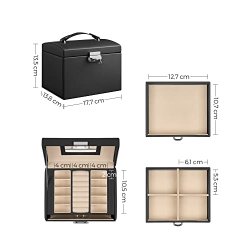 Smykkeskrin med mange rum - skrin til smykker - sort kunstlder