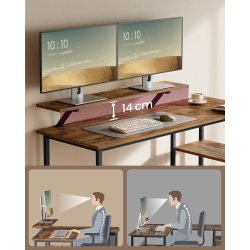 Hj�rneskrivebord med sk�rmstativ - rustik brun 105x135