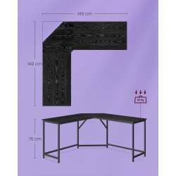 Hj�rneskrivebord - L-formet skrivebord - sort 149 x 149
