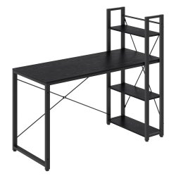 Skrivebord med reol - computerbord - sort 137,2 x 60 x 118,7