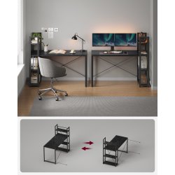 Skrivebord med reol - computerbord - sort 137,2 x 60 x 118,7