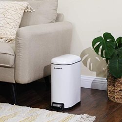 Pedalspand 10L - skraldespand med soft-close l�g - hvid metal