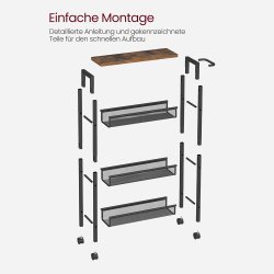 Rullevogn - smal opbevaringsvogn i 4 niveauer 13 x 41 x 77