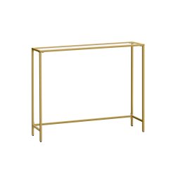 Konsolbord - sidebord med h�rdet glas og gyldent stel 100x20x80