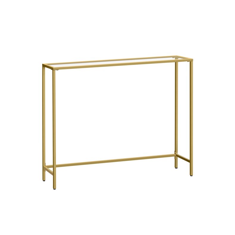 Konsolbord - sidebord med hrdet glas og gyldent stel 100x20x80