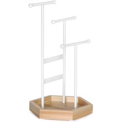 Smykketr - smykkestativ og smykkeholder - hvid og brun