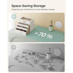 Smykkeskrin i kunstlder - smykkeskrin med skuffer - hvid