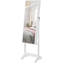 Smykkeskab - spejlskab med rum til makeup og smykker - hvid
