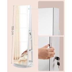 Smykkeskab - roterende spejlskab til smykker og makeup - hvid