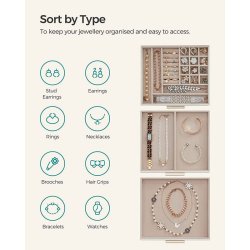 Smykkeskrin i kunstlder - smykkeskrin med 2 skuffer og glaslg
