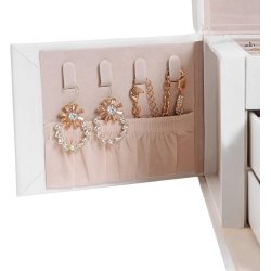 Smykkeskrin med mange rum - skrin til smykker - hvid kunstlder