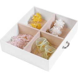 Smykkeskrin med mange rum - skrin til smykker - hvid kunstlder