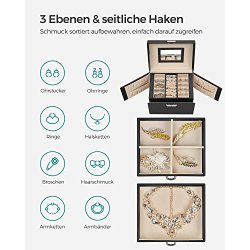 Smykkeskrin med mange rum - skrin til smykker - sort kunstlder