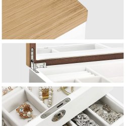 Smykkeskrin - smykkeskrin i tr med 2 skuffer, spejl og ls