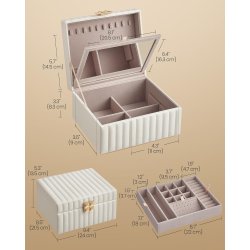 Smykkeskrin med spejl - 2 lags smykkeskrin - hvid