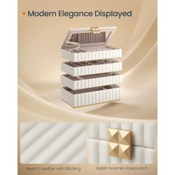 Smykkeskrin med spejl - 4 lags stabelbar smykkeskrin - hvid