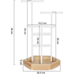Smykketr - smykkestativ og smykkeholder - hvid og brun