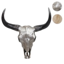 Tyrekranie med horn - slvfarvet jagttrof som vgdekoration - Tyr