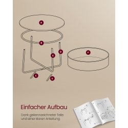 Sofabord - rundt stuebord med stofkurv - hvid - 75 x H45 cm