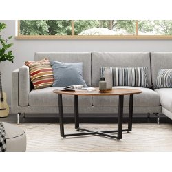 Sofabord - rundt stuebord i industrielt design - rustik brun 88