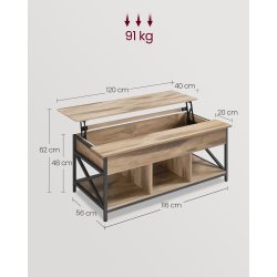 Sofabord med indbygget skrivebord og computerbord - brun