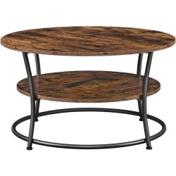 Sofabord - rundt stuebord i industrielt design - rustik brun