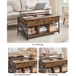 Sofabord med indbygget computerbord og skrivebord - rustik brun