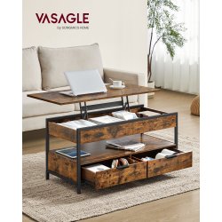 Sofabord med indbygget computerbord og skrivebord - rustik brun