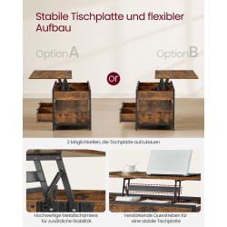 Sofabord med indbygget computerbord og skrivebord - rustik brun