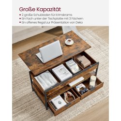 Sofabord med indbygget computerbord og skrivebord - rustik brun