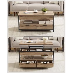 Sofabord med indbygget computerbord og skrivebord - brun