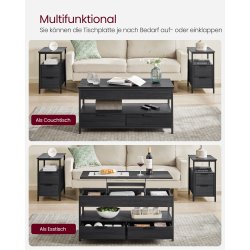 Sofabord med indbygget computerbord og skrivebord - sort